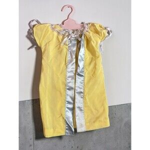 1950s-1960s Yellow Satin & Lace DOLL GOWN & ROBE 14” Handmade Vintage
